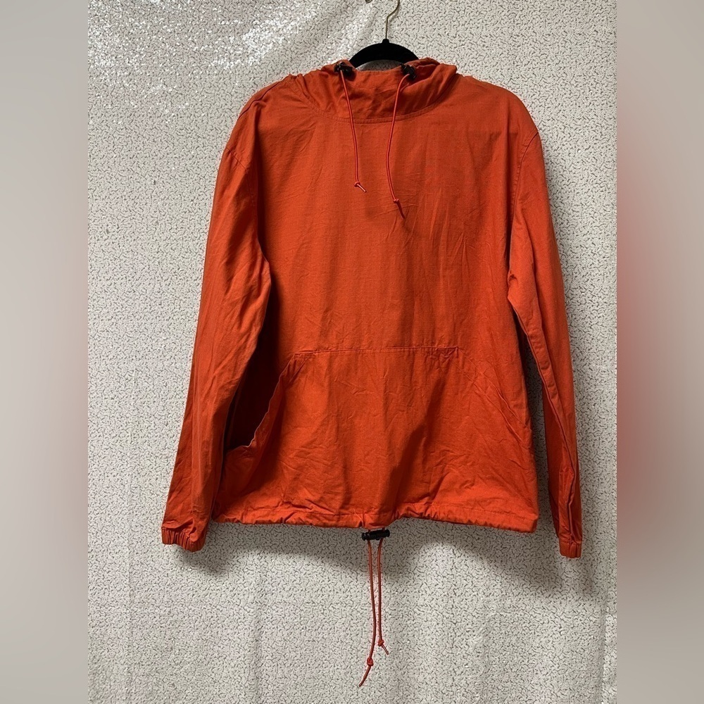 Stussy Ripstop Pullover in orange and lime green | size Small